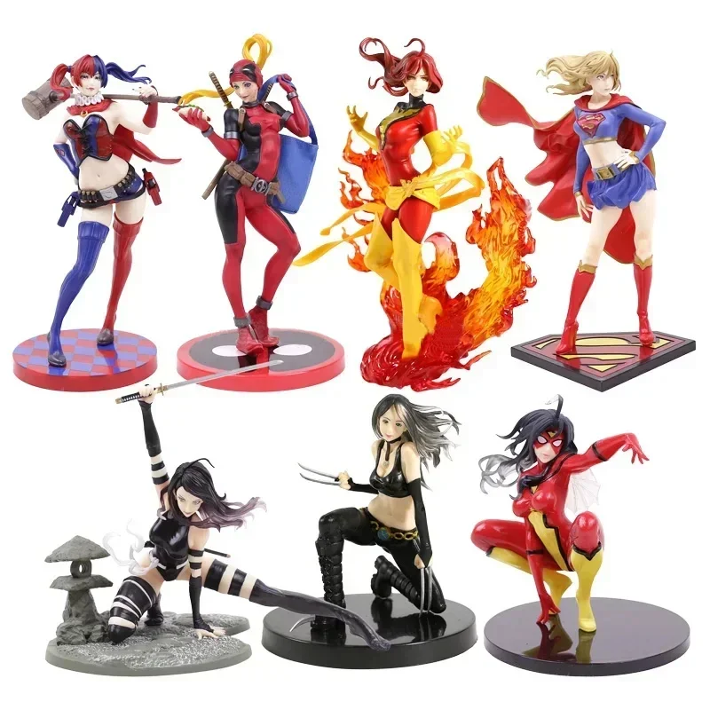 Dc Marvel Action Figures Dark Phoenix Lady Deadpool Harley Laura Kinney Supergirl Spider Donna Psylocke Modello Da Collezione Regalo