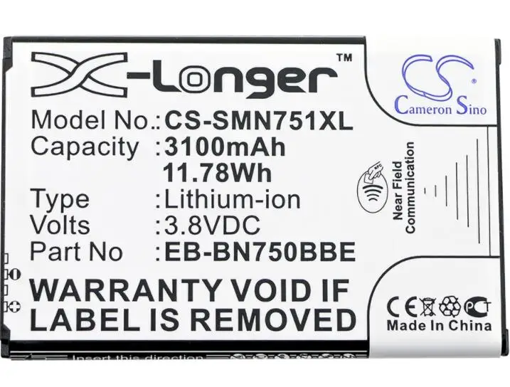 Batteria Cameron Sino 3100Mah Per Samsung Galaxy Note 3 Mini Note 3 Neo Note 3 Neo Duos Note 3 Neo Lte Sm-N7502 N7505 N9008S