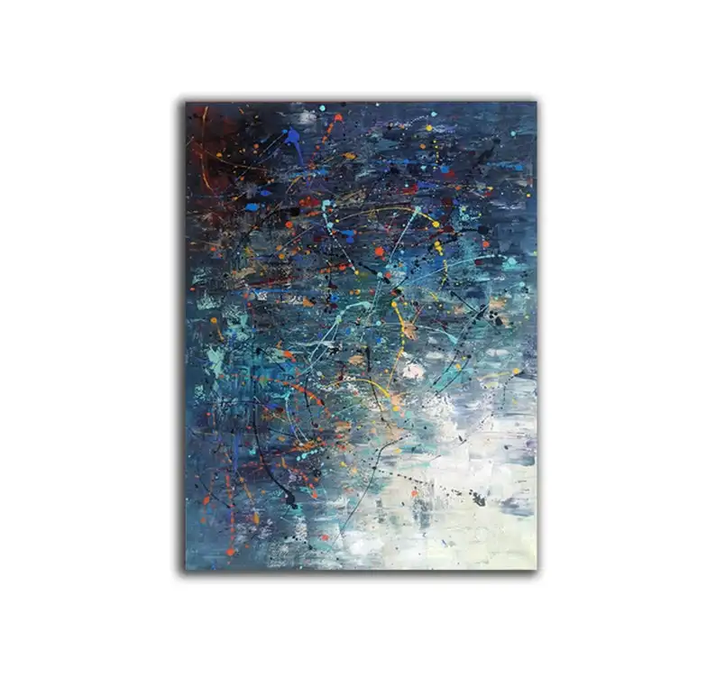 Grande Tela Wall Art Jackson Pollock Canvas Painting Original Abstract Art Blue Abstract Painting Style Abstract Oil Abstract