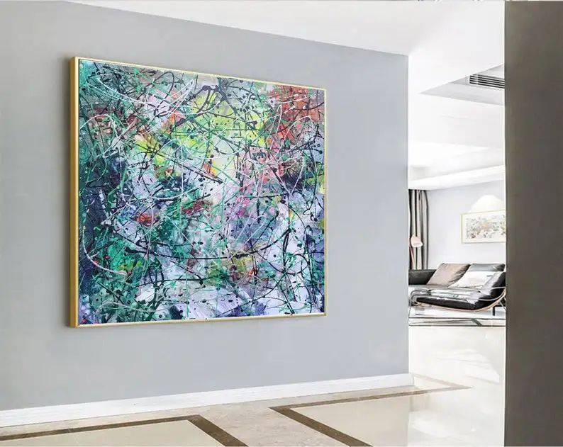 Jackson Pollock Style Abstract Painting ,Oversize Painting, Original Large Canvas Painting ,Hand Abstract Oil Painting Abstract