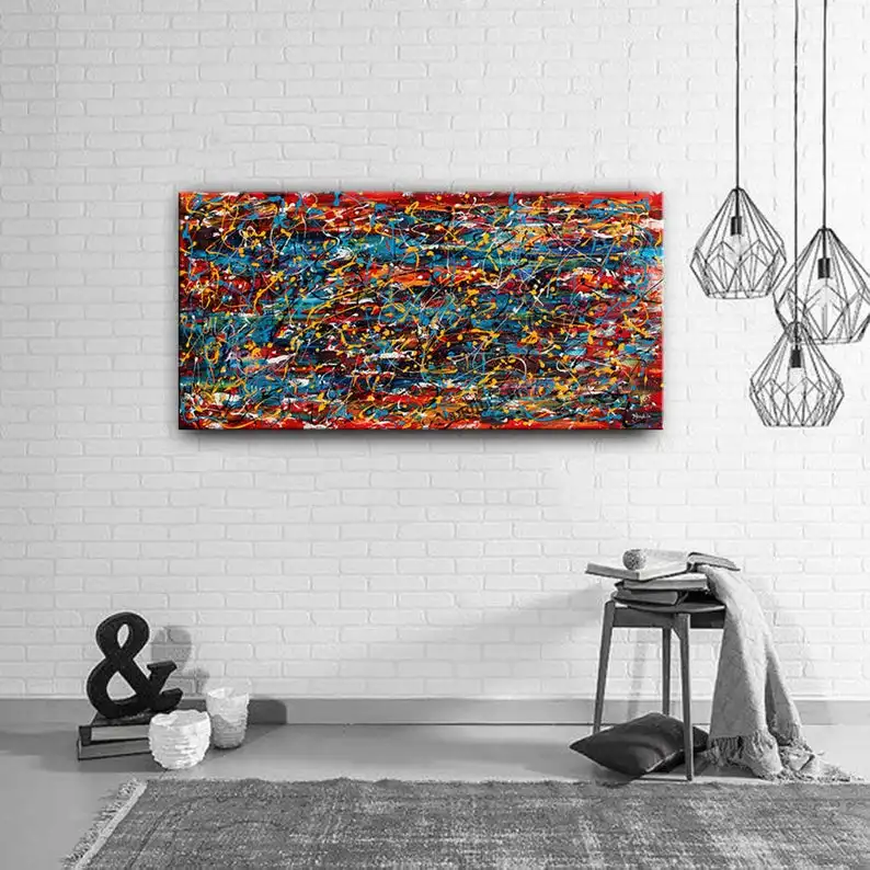 Jackson Pollock Style Abstract Wall Art Abstract Canvas Artwork Expressionism  Artwork Modern Wall Decorextra Large Canvas Art