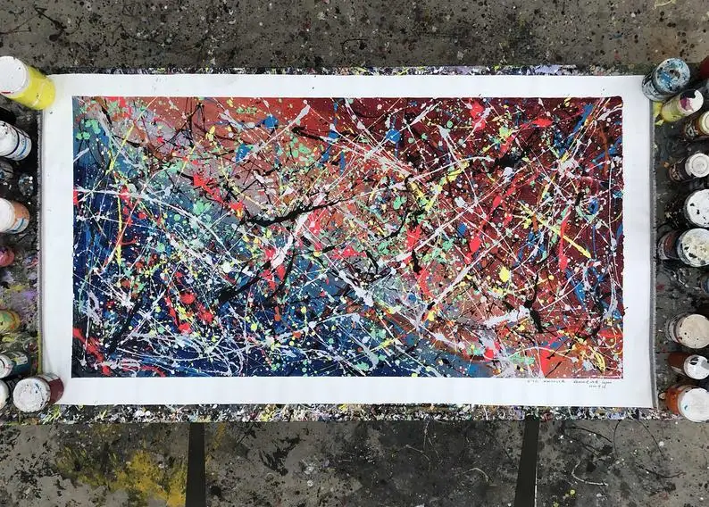 Jackson Pollock Style Painting.Large Wall Art  Original Abstract Wall Art. Modern Abstract Contemporary Wall Art. Oil Painting