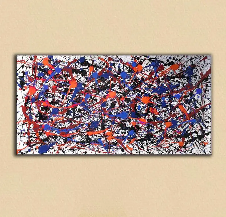 Grande Pittura A Olio Originale Pollock Pittura Colorata Pittura Astratta Extra Large Wall Art Pittura Astratta Oversize