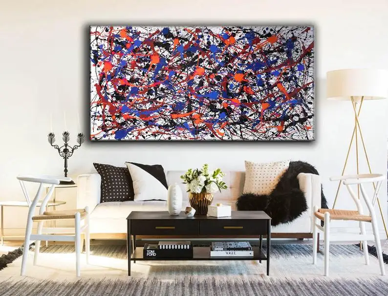 Grande Pittura A Olio Originale Pollock Pittura Colorata Pittura Astratta Extra Large Wall Art Pittura Astratta Oversize