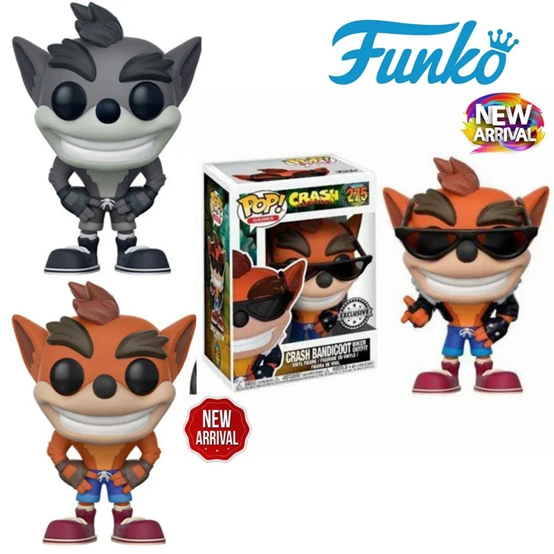 Funko Pop Games Crash Bandicoot Biker Outfit 275 ##273 Crash Bandicoot Chase Grey Exclusive Vinyl Figrue Model Pop Toys