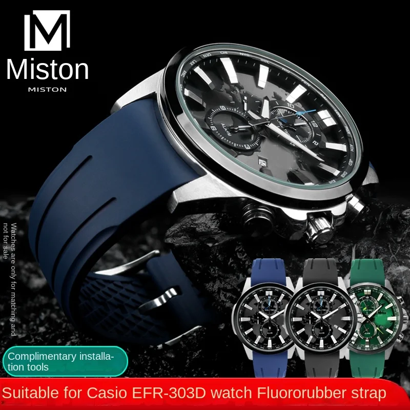 Efr303 Cinturino Ad Arco 22Mm Per Casio Efr-303/304 517Dc Cinturino Per Orologio Green Water Ghost Mido Tv M049.526 Cinturino In Fluoruruber Verde Per