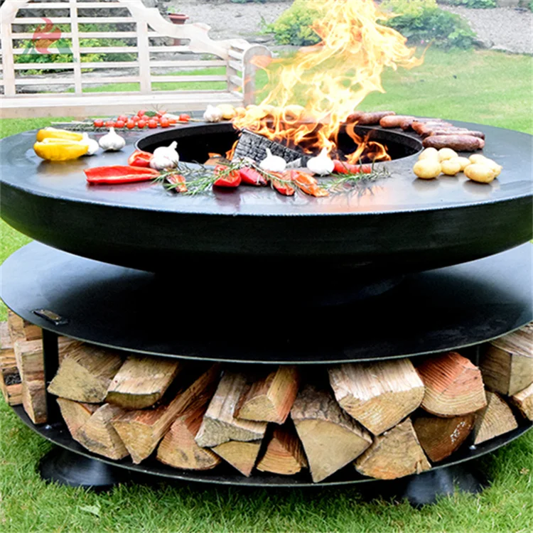 Braciere A Legna Piastra Di Cottura In Acciaio Corten Barbecue All'Aperto Corten Barbecue Pozzi Barbecue Grill All'Aperto
