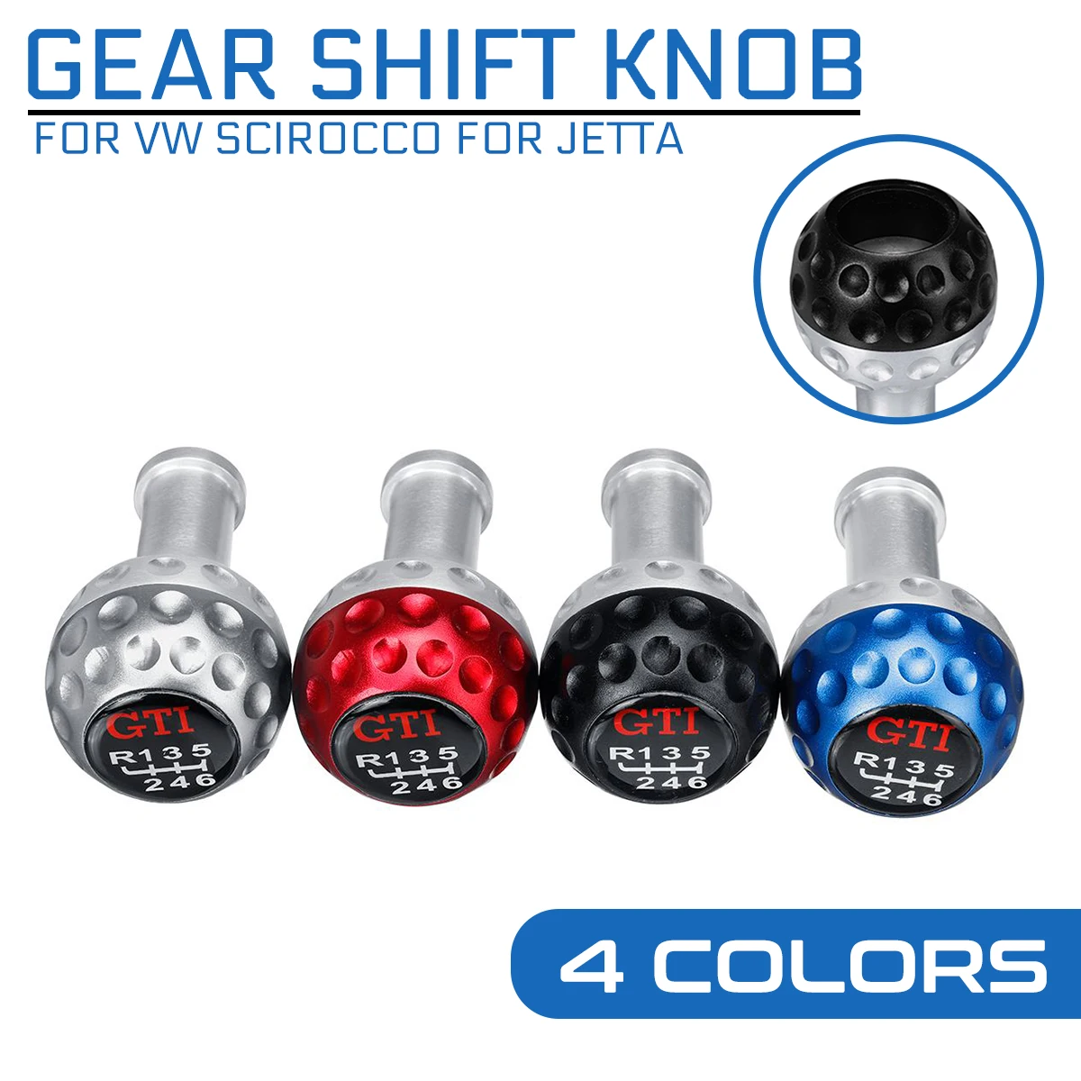 For Vw Scirocco For Jetta Golf Ball Black Silver Blue Red 5&6 Speed Aluminium Adapters Universal Gear Shift Knob With 8/10/12Mm