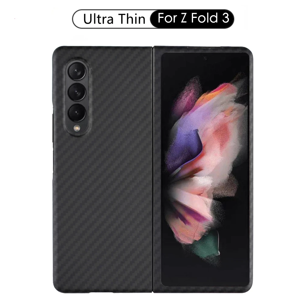 Fold3 Real Carbon Fiber Case For Samsung Galaxy Z Fold3 5G Luxury Case Aramid Fiber Ultra-Thin Anti-Drop Z Fold 3 Phone Cover