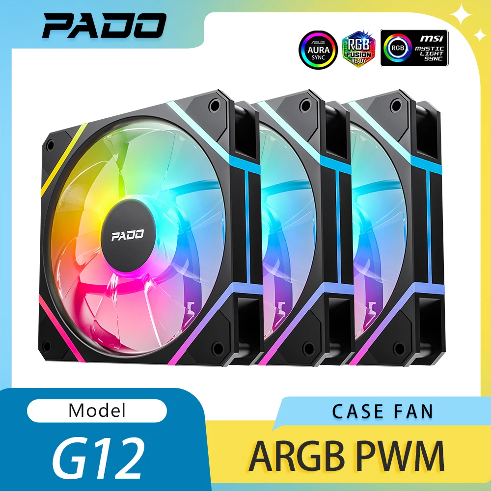 Aigo G12 Rgb Fan Coolers Ventilatori Pado 120Mm 4Pin Pwm Computer Case Cooler 3Pin 5V Argb Mute Cpu Cooler Fan