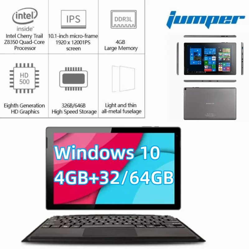 Originale Jumper Ezpad 7 Tablet 10.1 Pollici Windows 10 4Gb Ddr3 Ram 64Gb Rom Windows 10 Quad Core Bluetooth Wifi Micro Hdmi