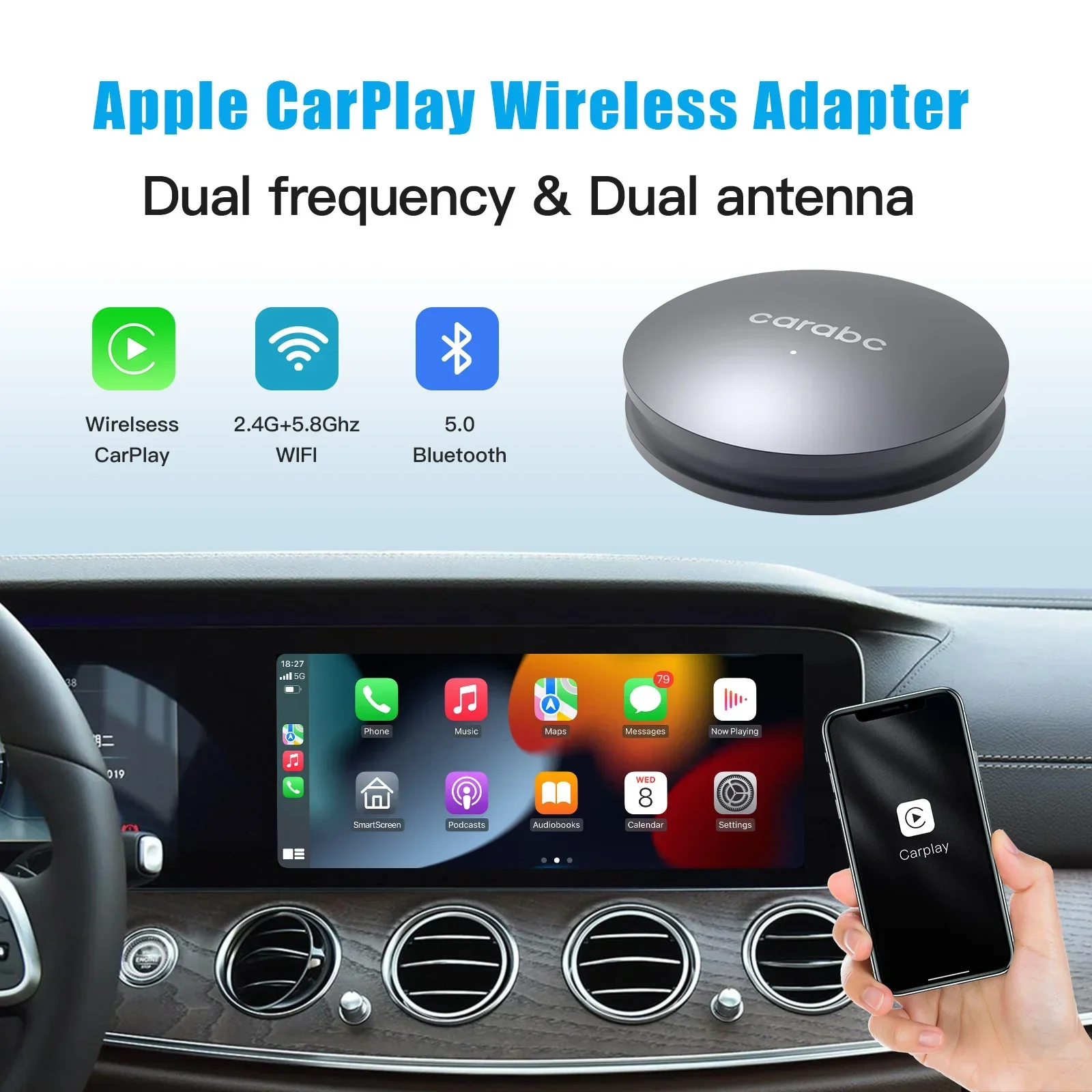 Carabc Wireless Apple Carplay Oem Adapter Dongle Converti Carplay Cablato In Wireless Carplay Mini Ai Box Adatto A Vw Audi Volvo Ect