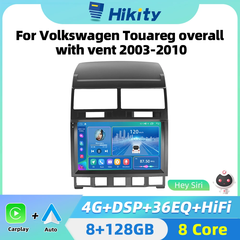 Hikity 2 Din Android Car Screen Player Carplay Per Volkswagen Touareg 2003-2010 Auto Stereo Radio Android Auto Dsp 4G Autoradio