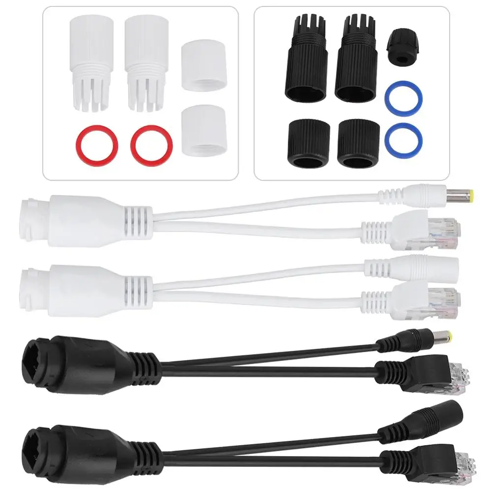 1 Pair Poe Cavo Adattatore Rj45 Injector Splitter Kit Con La Protezione Impermeabile Power Over Ethernet Sintetizzatore Separatore Combinatore