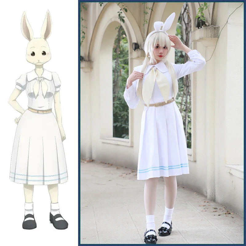 Japanese Anime Beastars Rabbit Haru Cosplay Costume White Dress Halloween Costumes For Women Carnival Clothing Cute Kawaii