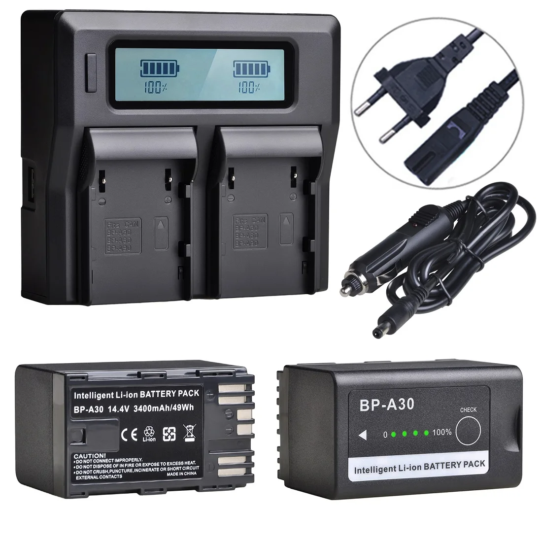 Bp-A30 Pacchi Batteria/Set Caricabatterie Rapido Sostituzione Per Canon Bp-A30 Bp-A60,Eos C200, C200B, C220B, Eos C300 Mark Ii, C300 Mk Ii