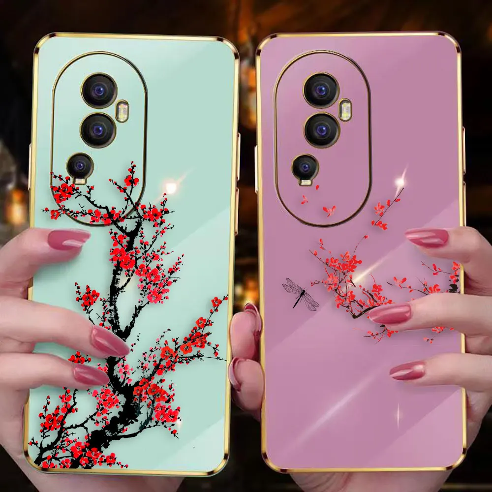 Bright Peach Blossom Cover Smooth E-Tpu Custodia Per Telefono Oppo Reno 2F 4 5 6 6Z 7Z 8 8T 10 Pro Plus 4G 5G Trova X3 Lite Custodia Shell Funda