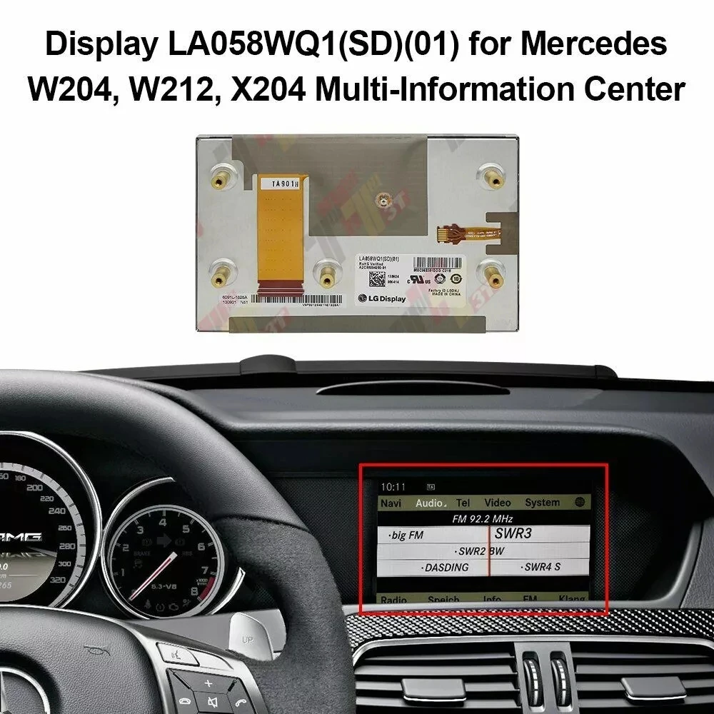 Display Lcd Navigation La058Wq1(Sd)(01) Per Mercedes W204, W212, X204 Centro Multi-Informazioni
