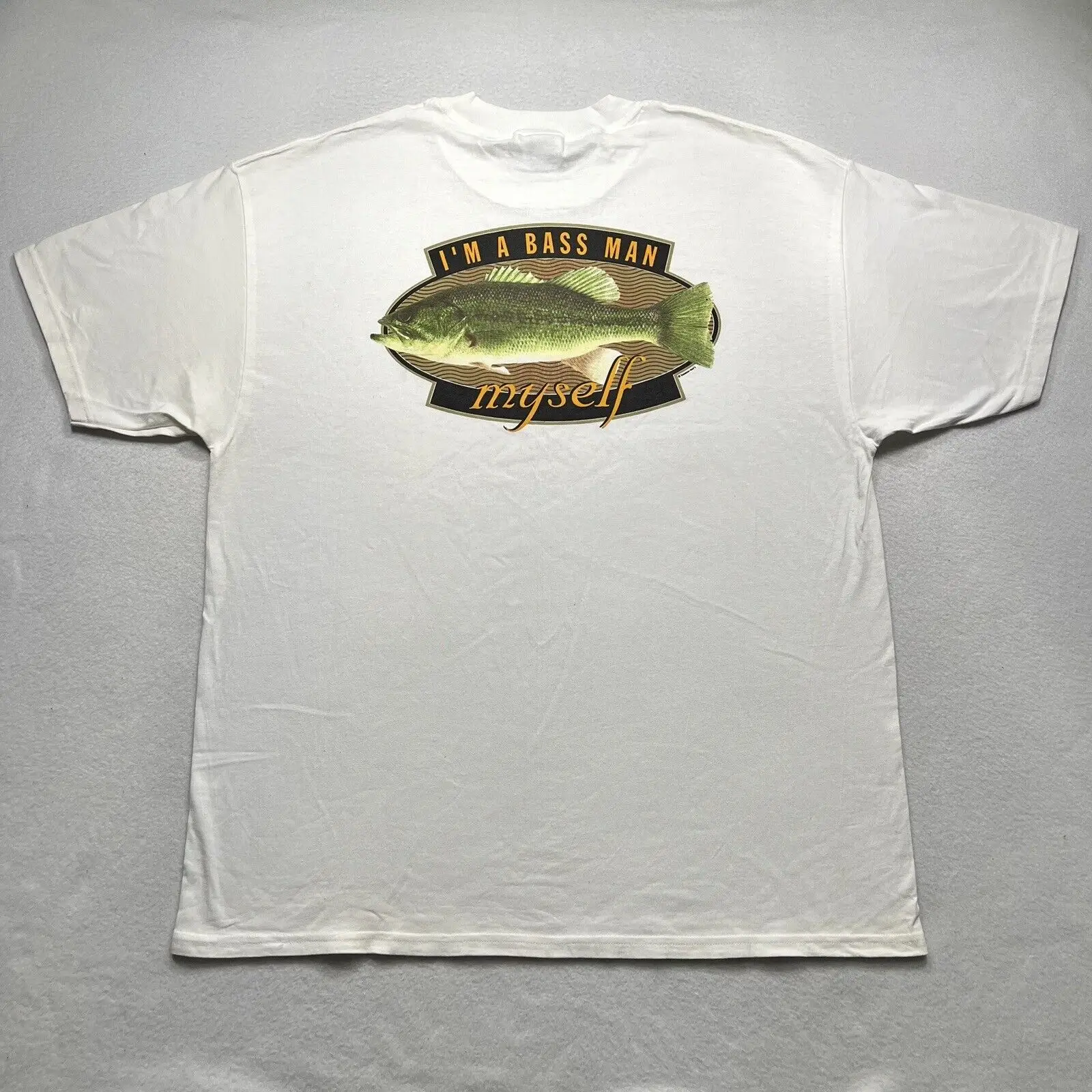Vintage Anni '90 Big Mouth Billy Bass Man Fishing Funny Angler T Shirt Sz Xl Get Reel Maniche Lunghe O Corte