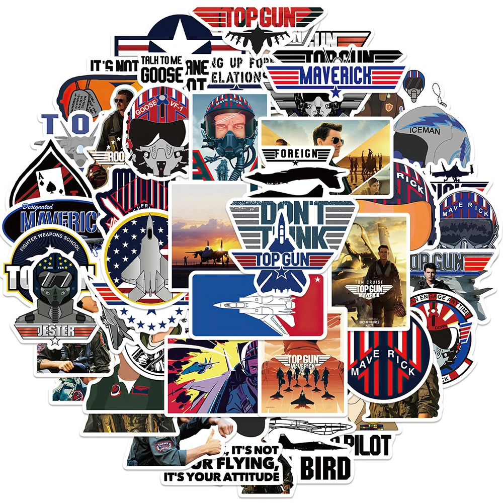 10/30/50Pcs Top Gun Maverick Movie Cartoon Stickers Decalcomanie Skateboard Laptop Phone Helmet Car Cool Sticker Giocattoli Impermeabili Fai Da Te