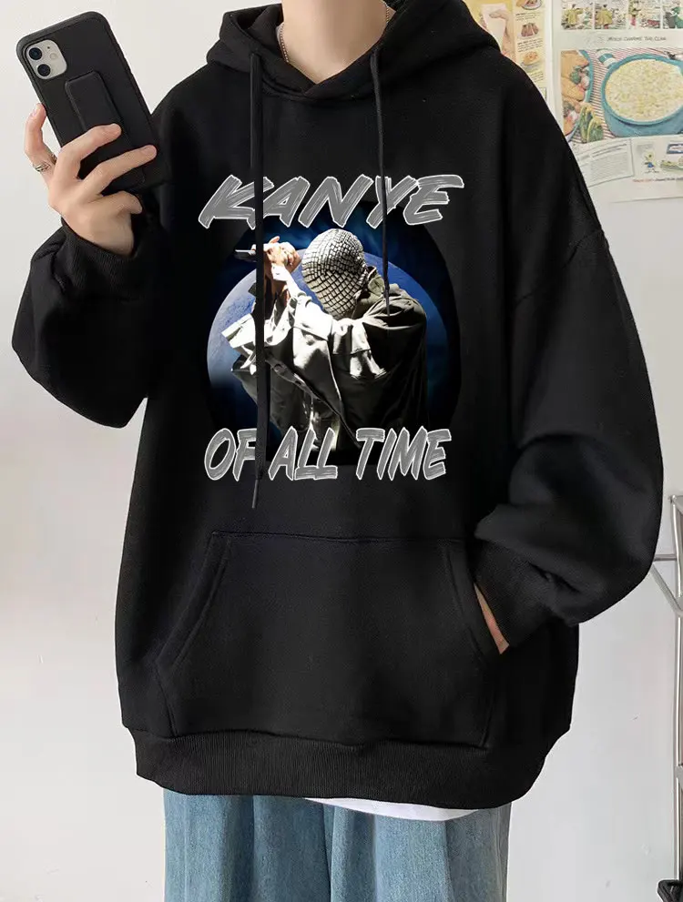 Rapper Kanye West Hip Hop Artist Con Cappuccio New Music Album Vultures Felpa Per Uomo Vintage Hip Hop Felpe Oversize Streetwear