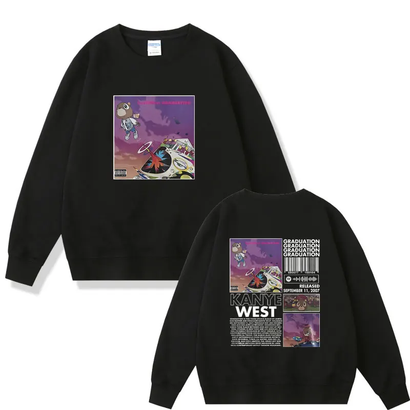Hip Hop Rapper Kanye West Graduation Album Graphic Felpa Uomo Moda Pullover Allentato Tuta Maschile Felpe Di Alta Qualità
