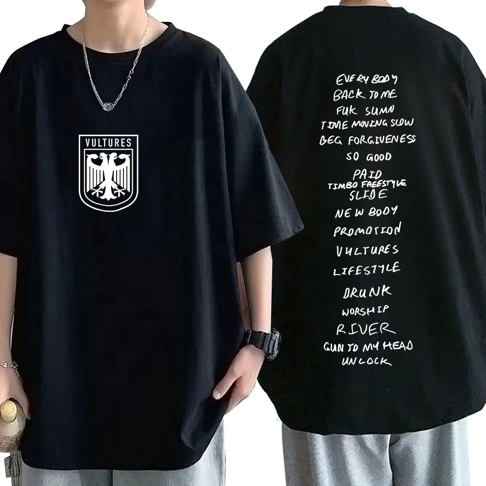 Rapper Kanye West T Shirt 2024 New Music Album Vultures T-Shirt Uomo Fashion Hip Hop Gothic Vintage T-Shirt Harajuku Streetwear