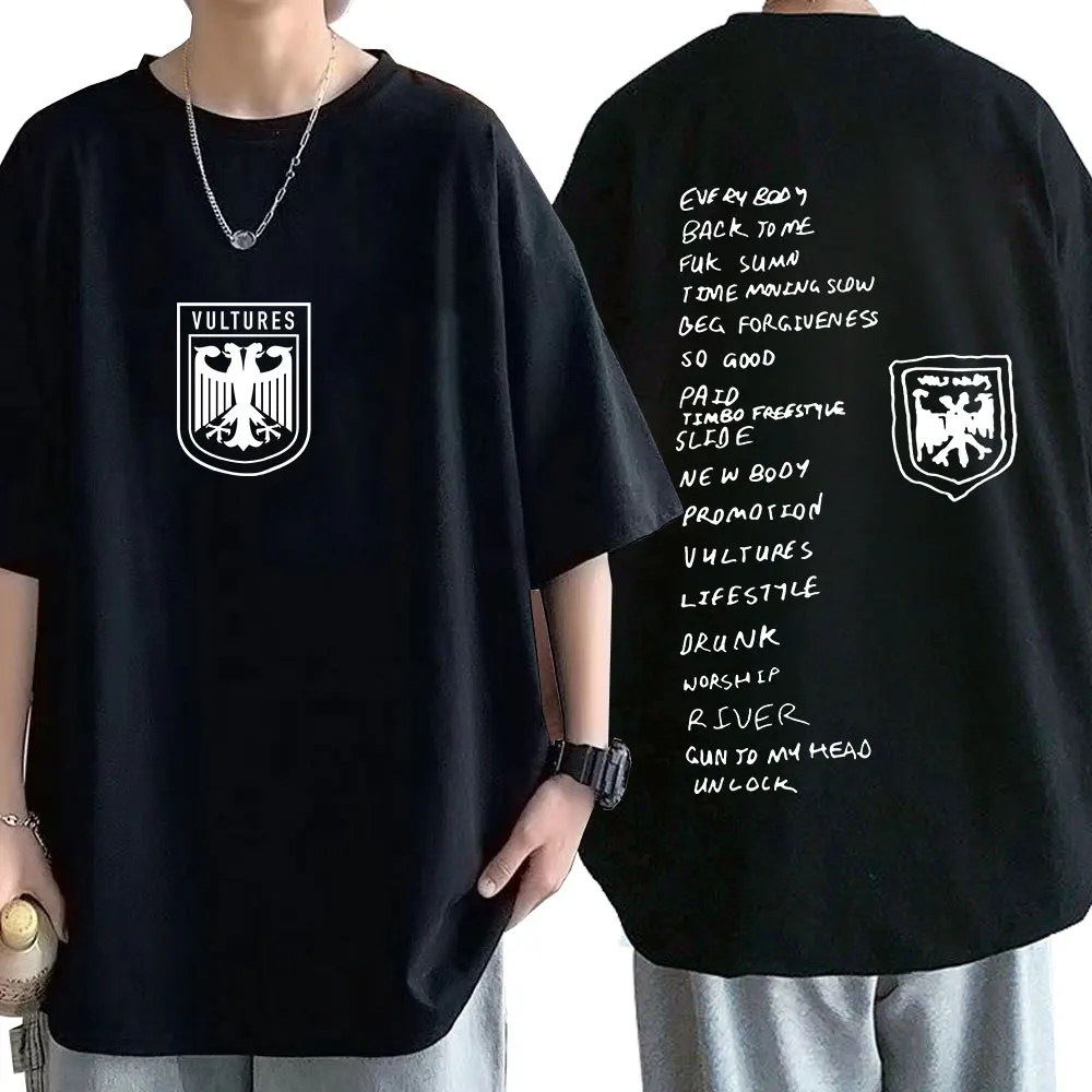 Rapper Kanye West T Shirt 2024 New Music Album Vultures T-Shirt Uomo Fashion Hip Hop Gothic Vintage T-Shirt Streetwear Unisex