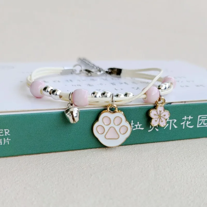 Sweet Cute Animal Cat Dog Paw Flower Bells Bracciali Con Ciondolo Per Le Donne Ragazze Simple Cartoon Rabbit Bracciale Friendship Jewelry
