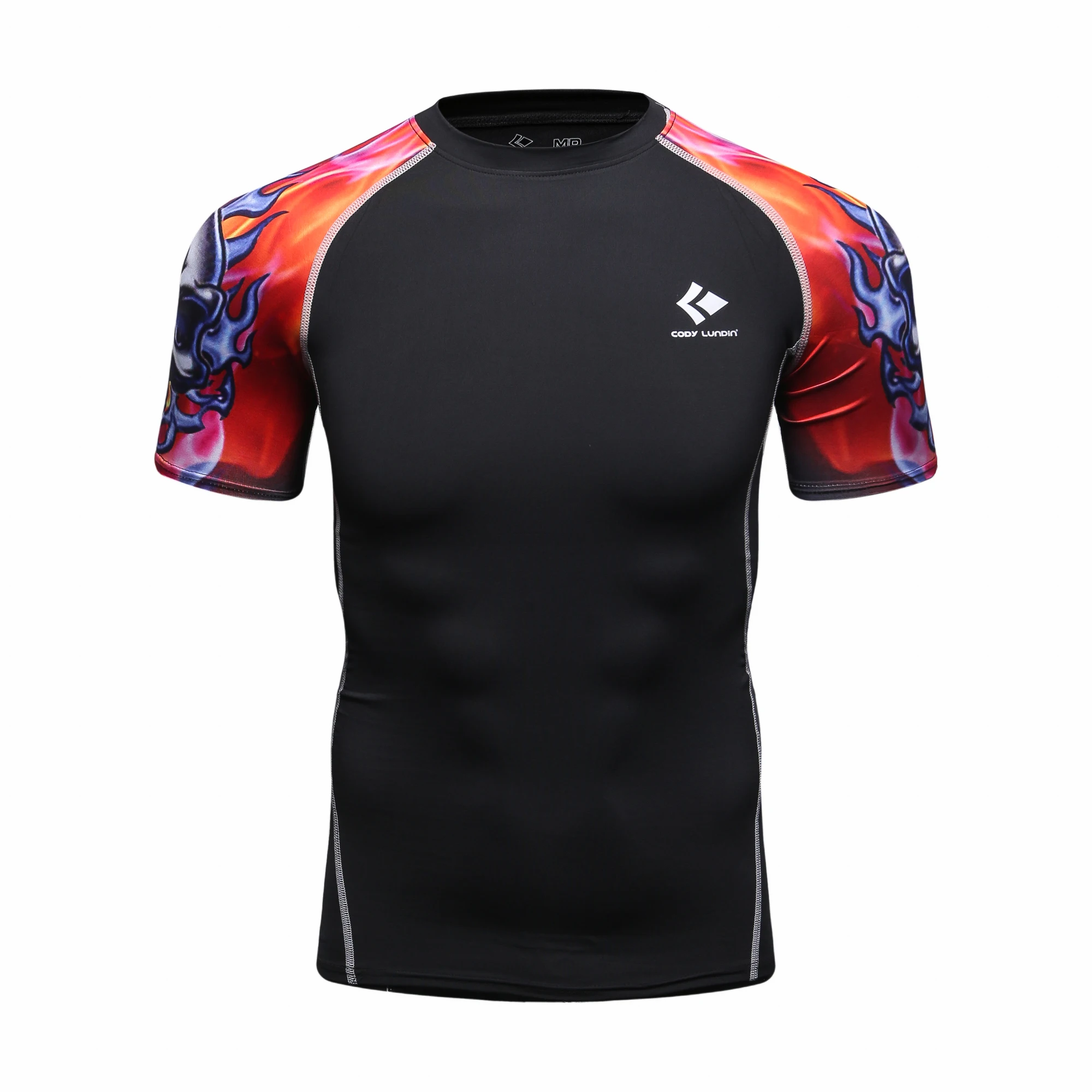2023 Cody Lundin Factory Maniche Corte Quick Dry Men Custom Diving Surfing Rash Guard Top Accetta Oem Shirt Maschile Black Print Tees