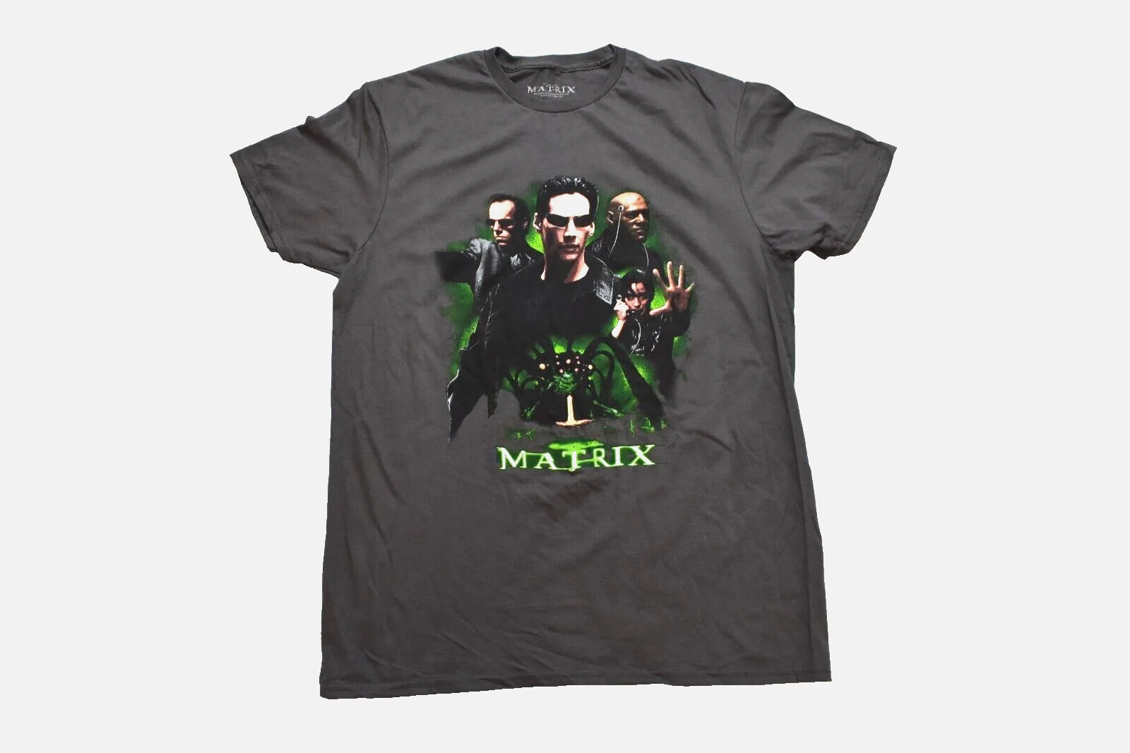 The Matrix Mens Neo And Group Movie Poster Maglietta Al Carbone Nuova Grande Manica Lunga O Corta