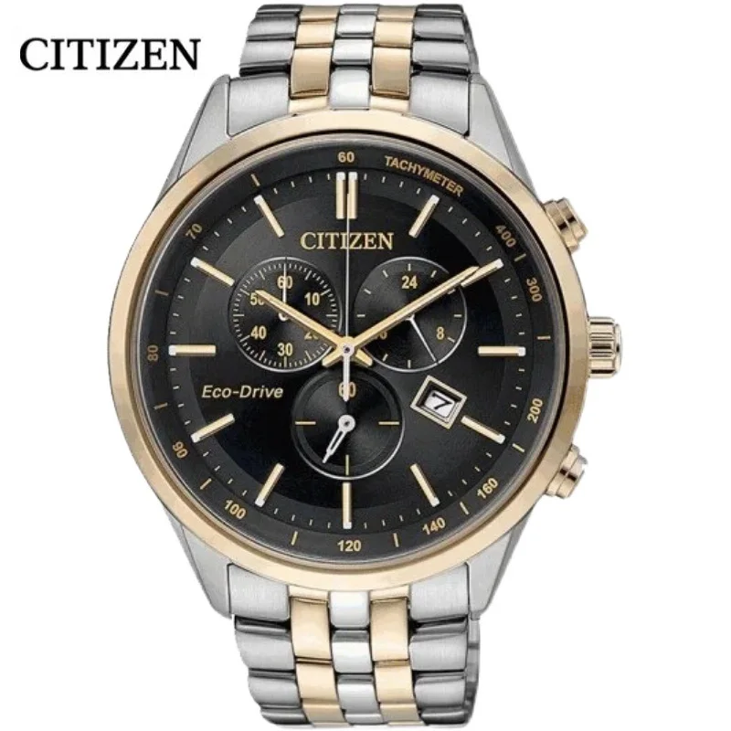 Original Citizen Ecology-Drive Watch Men'S Three-Eye Chronograph Blue Plate Steel Belt Business  Watch For Men Water Quartzproof
