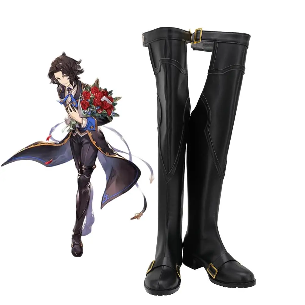 Granblue Fantasy Lancelot Stivali Cosplay Scarpe Sopra Il Ginocchio Nere Su Misura