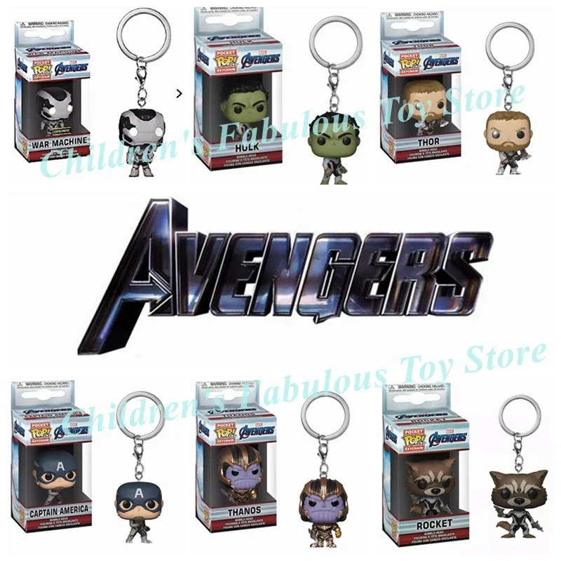 Funko Pocket Portachiavi Endgame Captain America War Machine Hulk Thor Thanos Rocket Action Figure Toys
