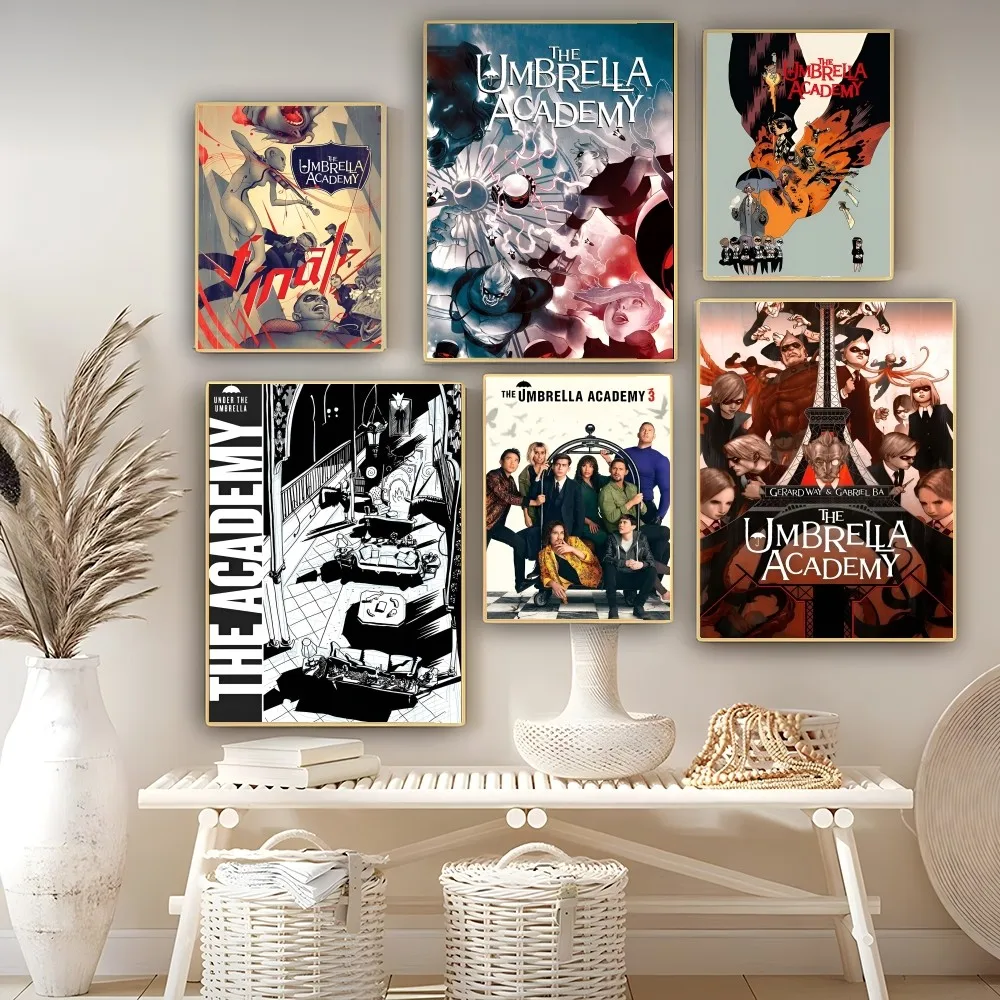 Vintage The Umbrella Academy Movie Poster Autoadesivo Art Poster Retro Kraft Paper Sticker Diy Room Cafe Vintage Decorativo