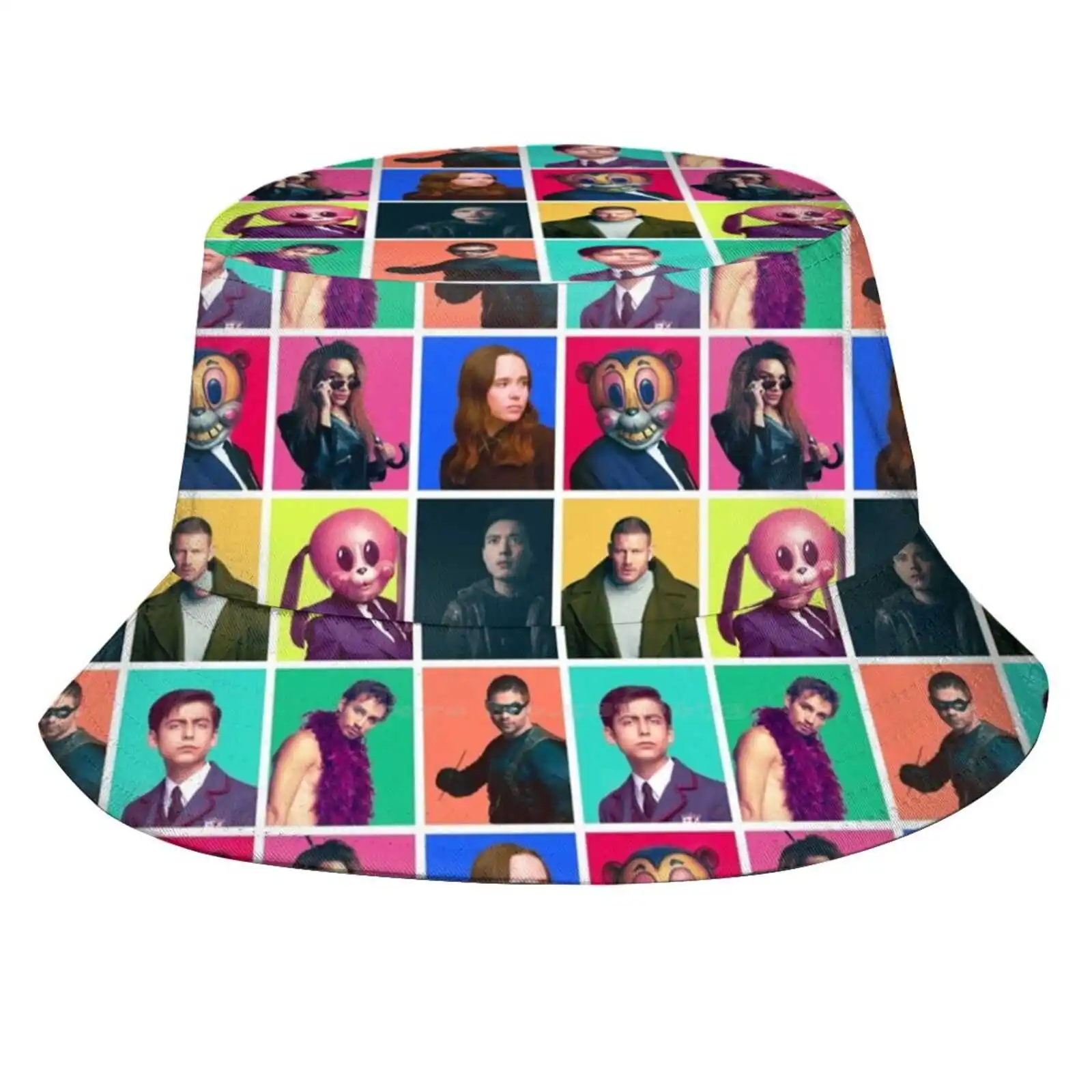 The Umbrella Academy-Character Collage Causal Cap Bucket Hat The Umbrella Academy Netfilx Hargreeves Vanya Luther Number Five