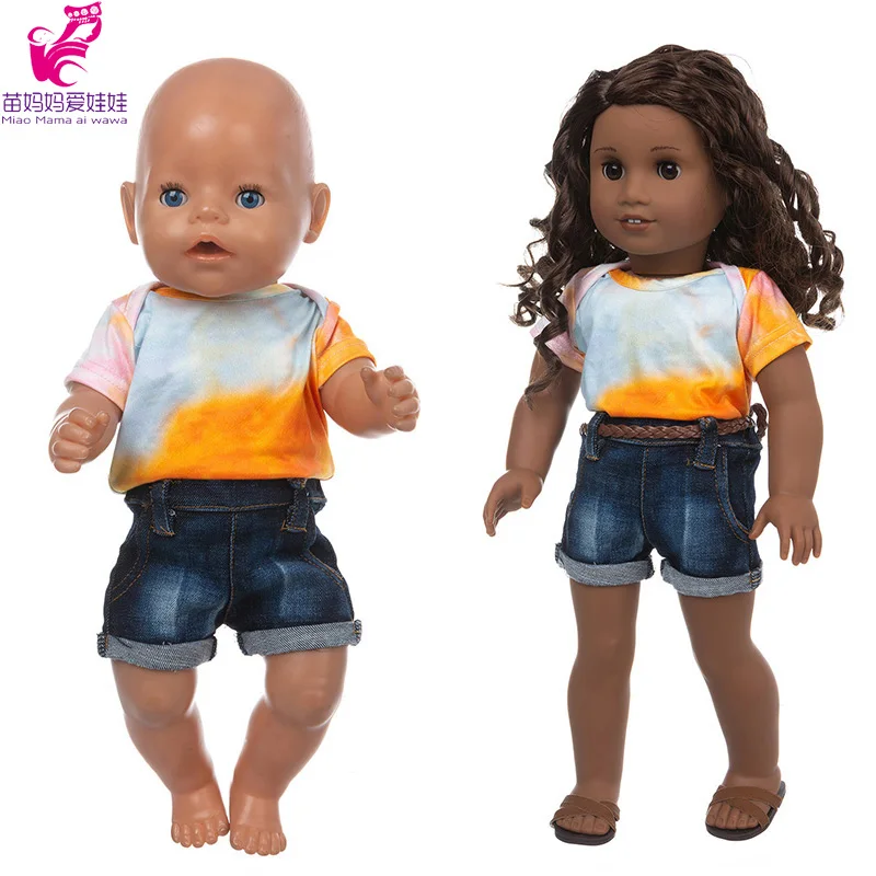 43 Centimetri Baby Doll Vestiti Camicia Di Demin Brevi Nenuco Ropa Y Su Hermanita 18 "Vestiti Per Le Bambole Ragazza Brevi Jeans