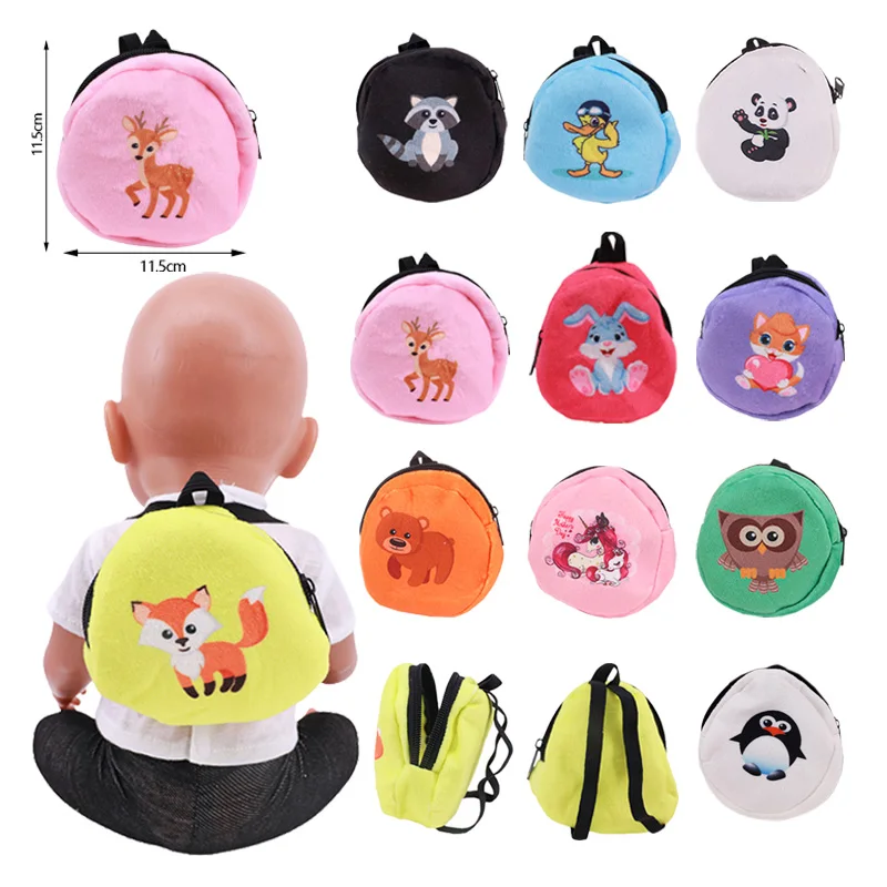 Zaino Per Bambole Kitty Unicorn Rabbit Frog Cartoon Bags Vestiti Per Bambole Per 18 Pollici American & 43Cm Baby New Born Reborn Generation Toys