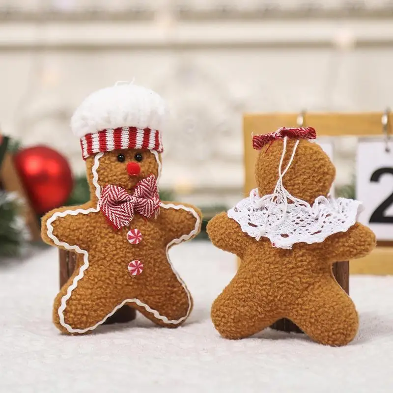 Cartoon Gingerbread Man Coppia Bambola Ciondolo Scena Dress Up Puntelli Decorazione Gingerbread Man Decorazione Natalizia Festa Di Natale