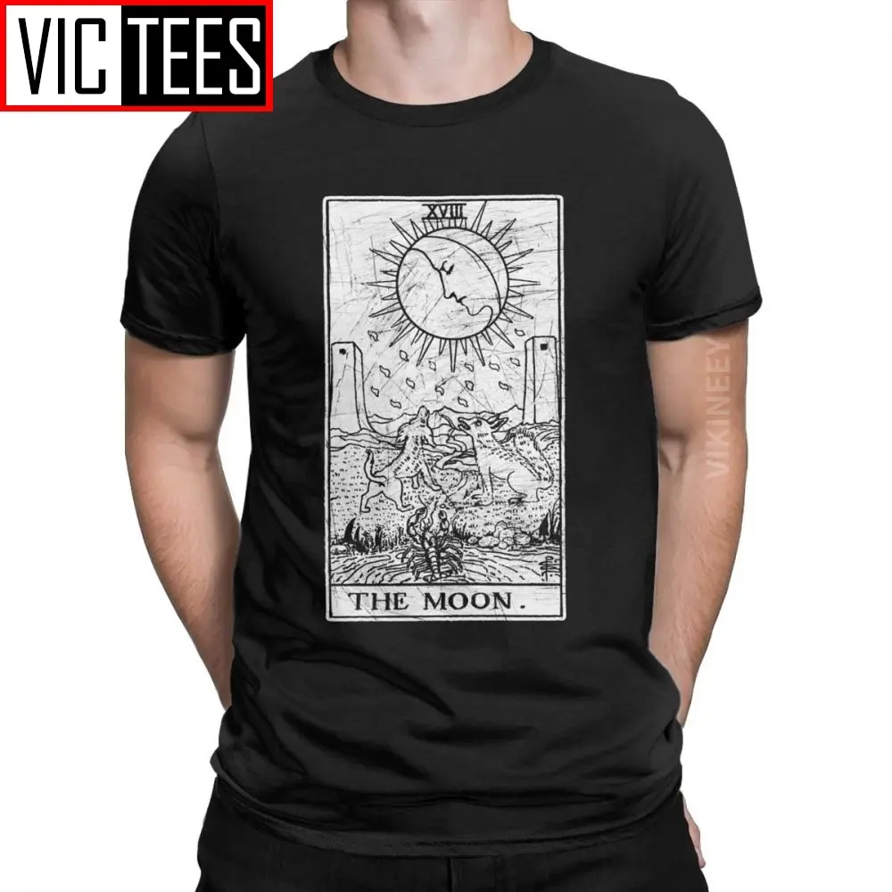 Divertente The Moon Tarot Card Maggiore Ardog Che Dice Occulto Tshirt Uomo Puro Cotone Tshirt All'Ingrosso