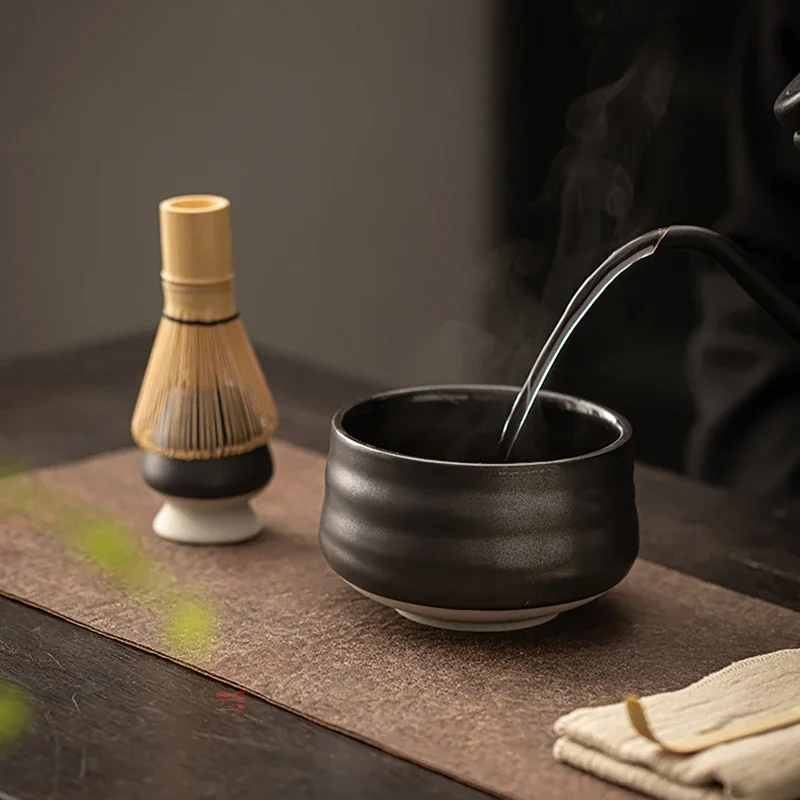 4 Pz/Set Matcha Blender Set Bamboo Tea Brush Cucchiaino Ceramic Tea Bowl Tea Stand Matcha Tool Set Matte Japanese Set
