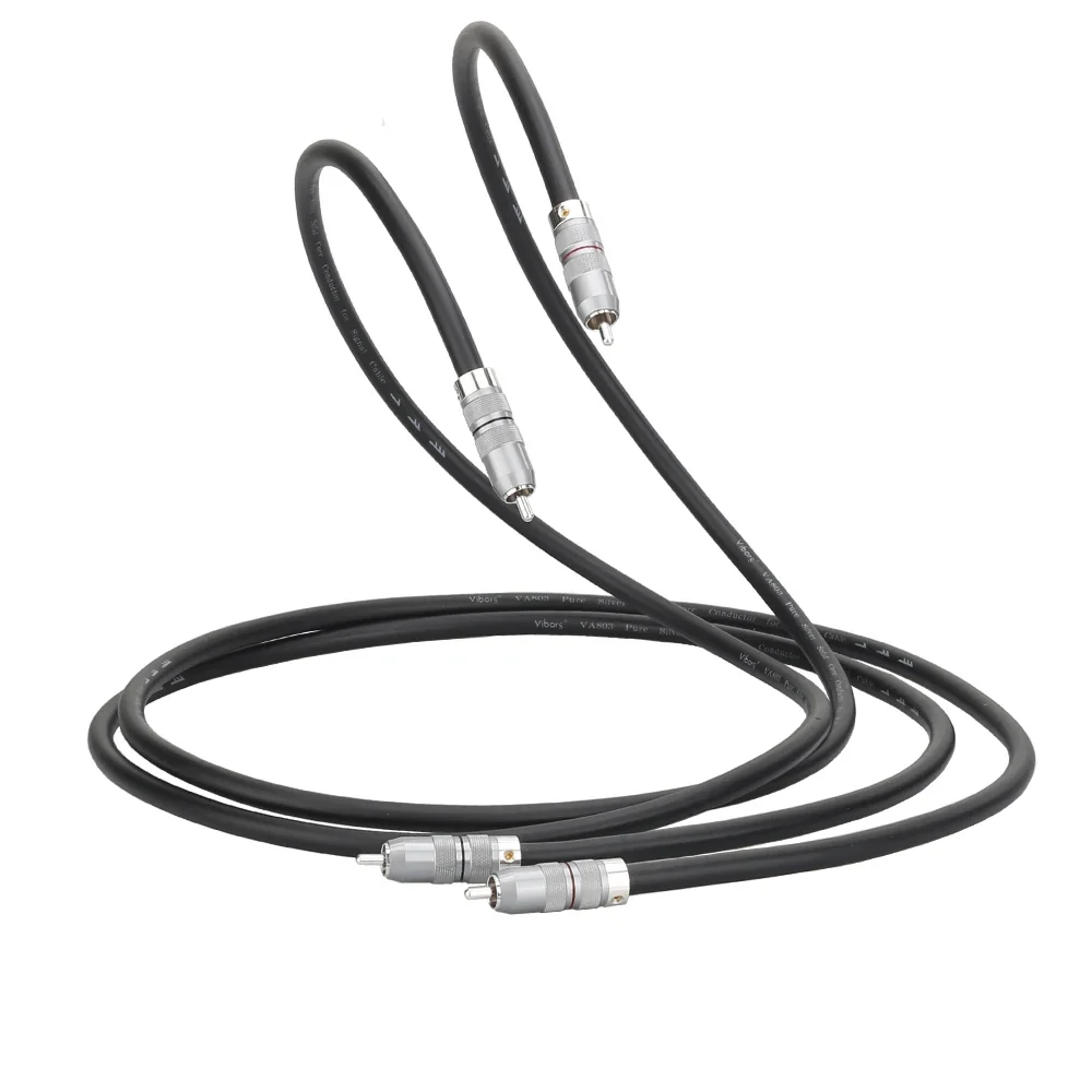 Viborg Hi-End Pure Solid Silver Premium Audio Interconnect Rca Hifi Stereo Cavo Analogico Per Phono Amp Speaker Lettore Cd Dvd