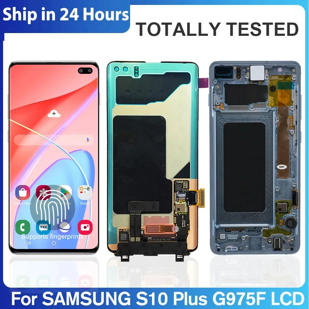 Per Samsung S10 Plus Con Cornice Amoled Dinamico Per Samsung S10 + G975F G975U Display Lcd Per Samsung S10 + Touch Screen Assembly
