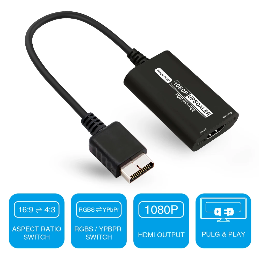 Adattatore Convertitore Retroscaler Rgbs Ypbpr Upscaler 1080P Classic Ps1 Ps Fat Ps2 E Slim Ps2 Console Di Gioco