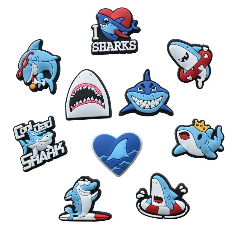 Shark Croc Charms Pin Single Sale Animalsfor Crocs Accessori Braccialetto Braccialetto Per Bambini Adulti Festa Compleanno Bomboniera Regali