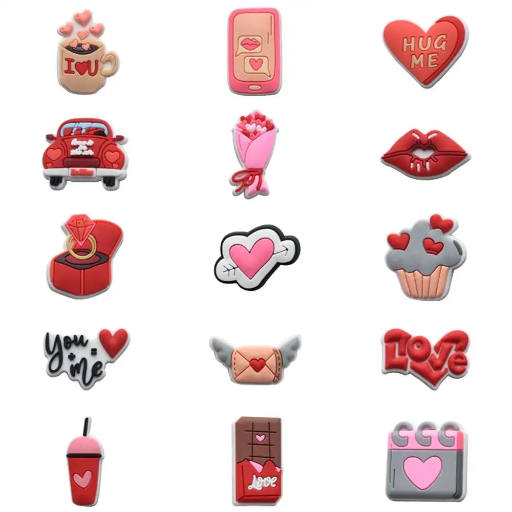 Vendita Calda 1 Pz Ciondoli Per Scarpe In Pvc Per Accessori Crocs Matrimonio San Valentino Donna Zoccoli Fibbia Bambini Spille Decorazione Jeans Bracc