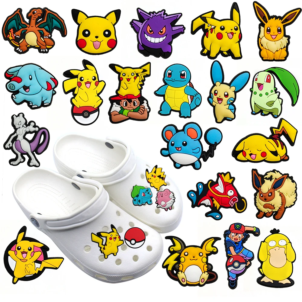 1 Pz Pokemon Cartoon Shoe Charms Per Pvc Shoe Decoration Charms Pins Accessori Anime Pack For Kids Teens Girls Boys