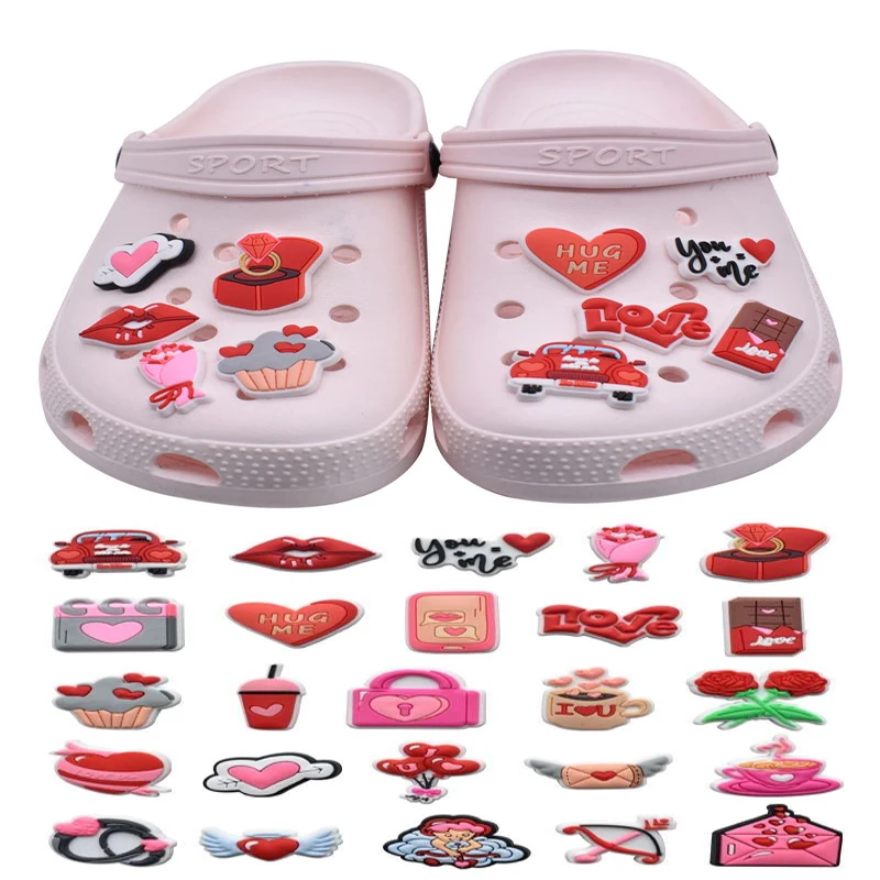 Accessori Per Ciondoli Per Scarpe Adatti Per Crocs Vendita Singola 1 Pz Decorazioni Fibbia In Pvc Per Bambini Festa Regali Di Natale Spille San Valent