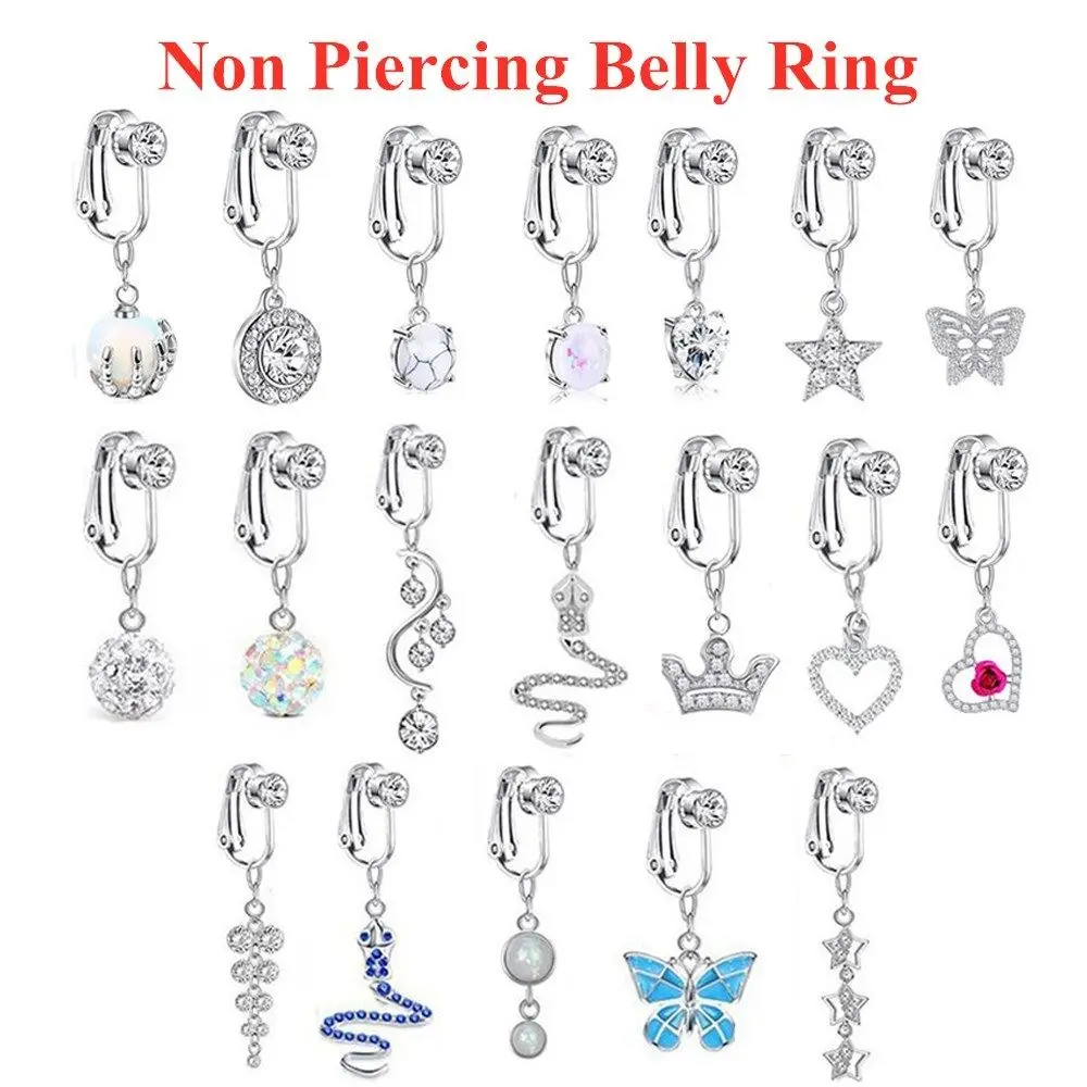 Faux Fake Belly Ring Butterfly Fake Belly Piercing Clip On Ombelicale Ombelico Ombelico Cartilagine Clip Su Orecchini Gioielli Per Il Corpo