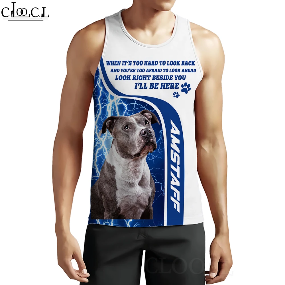 Canotte Da Uomo Beautiful Animal Amstaff Dog 3D Print Vest Stile Casual Streetwear Fashion Fitness Pullover Senza Maniche Top